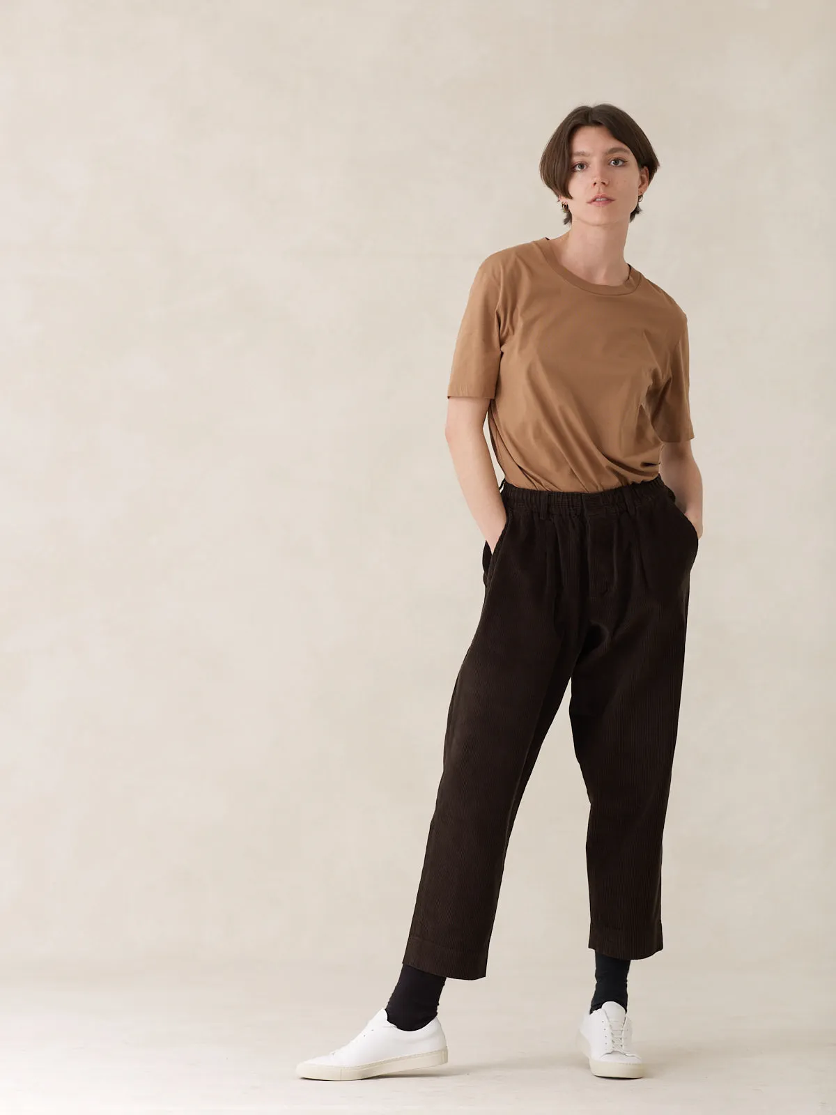 08 / Pleated Corduroy Trousers Brown