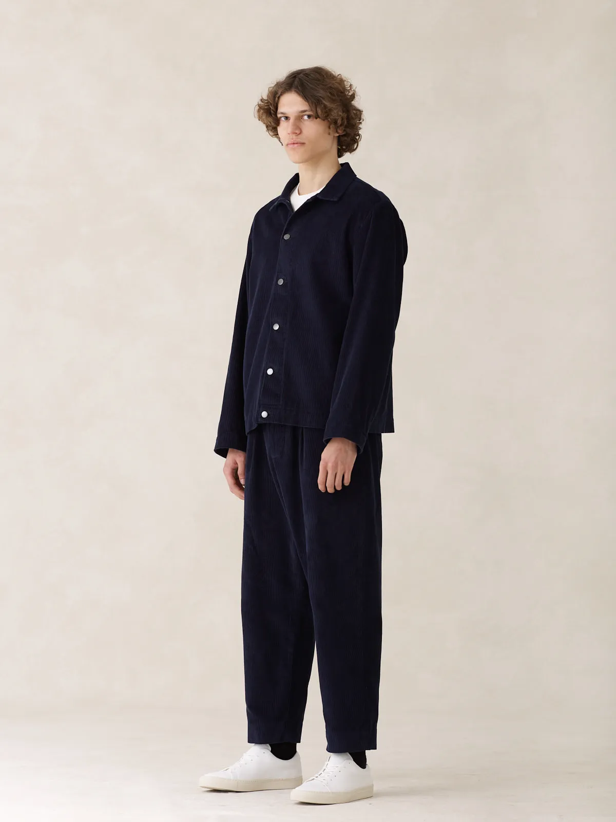 08 / Pleated Corduroy Trousers Navy