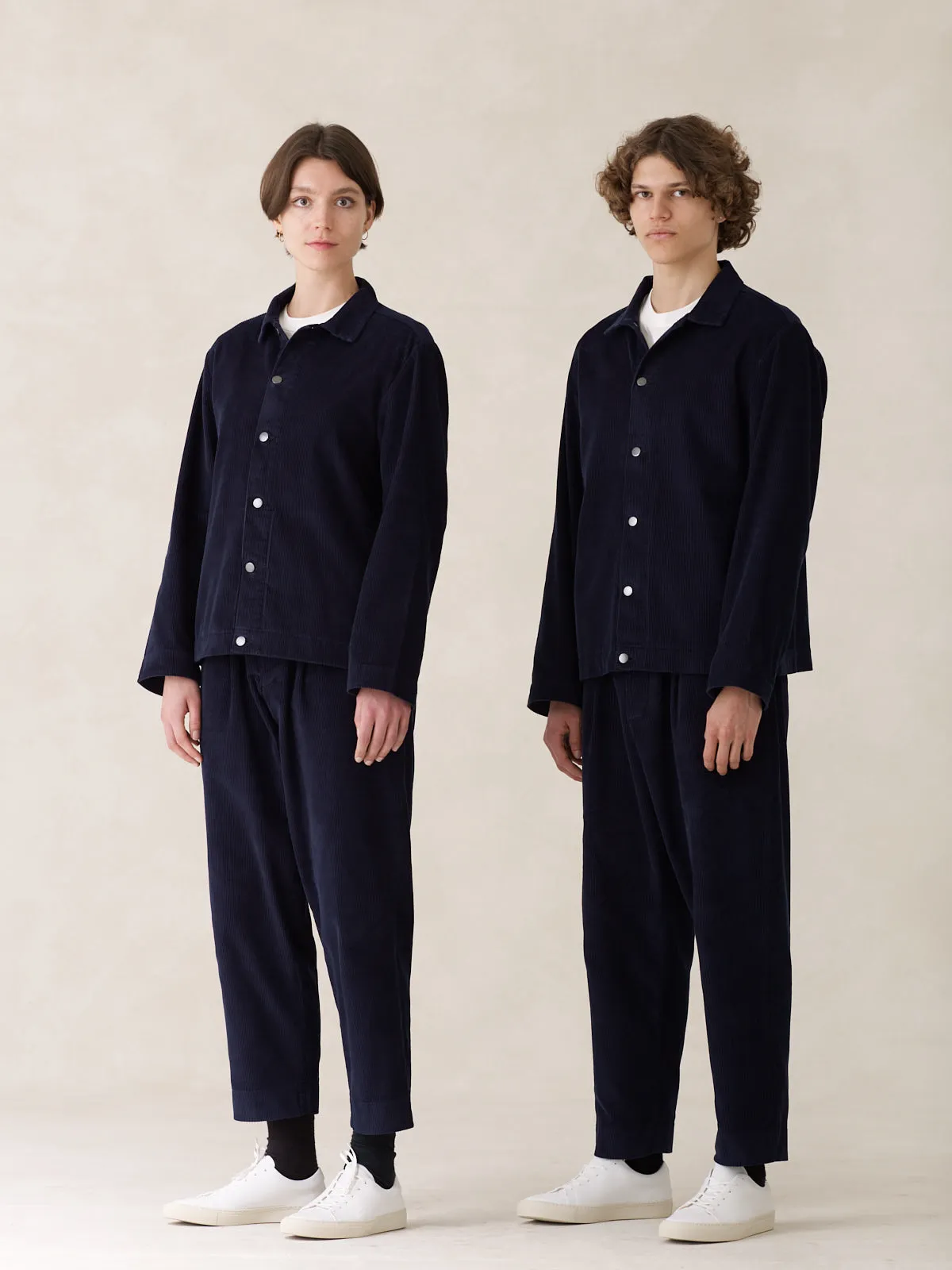 08 / Pleated Corduroy Trousers Navy