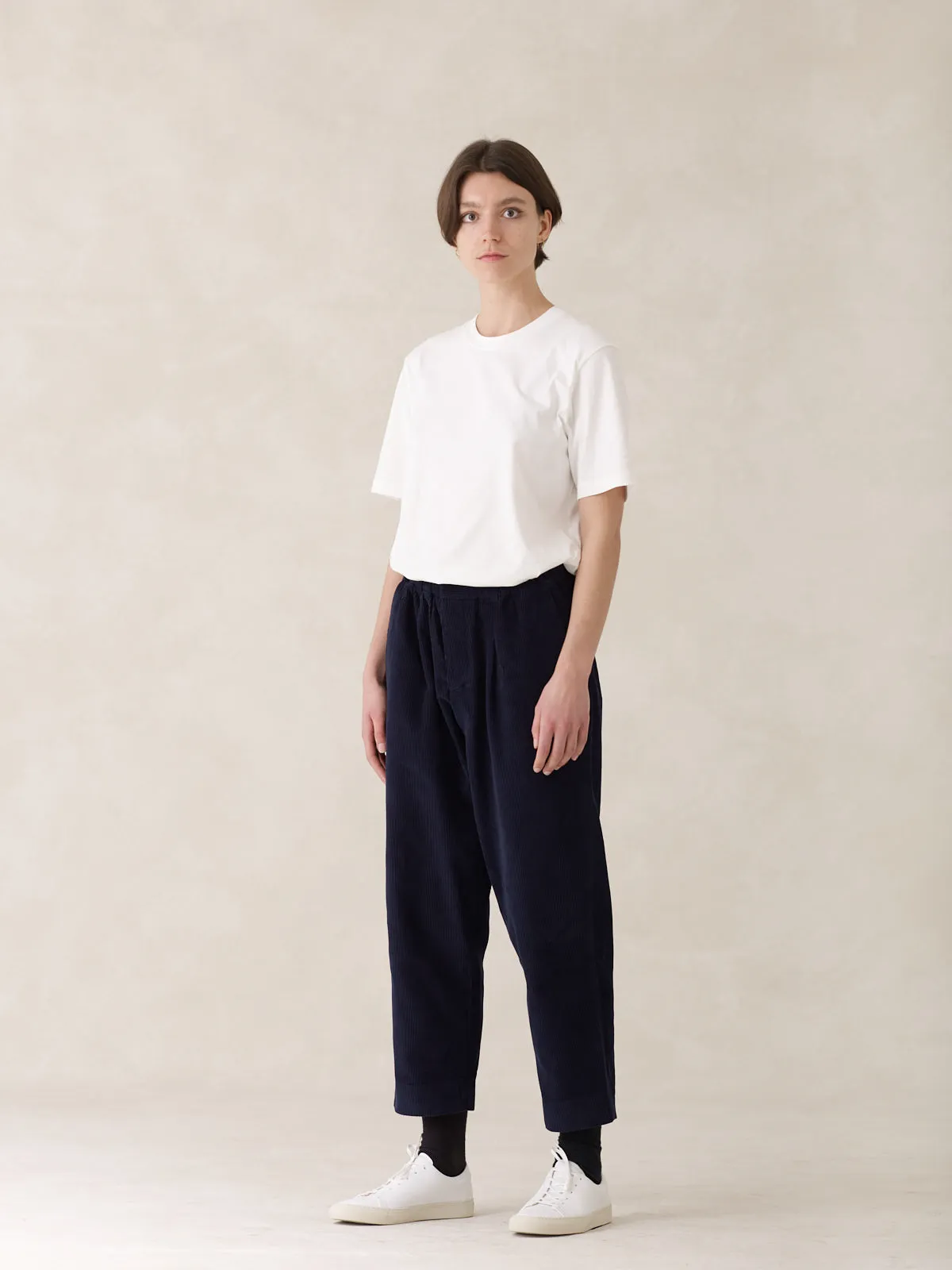 08 / Pleated Corduroy Trousers Navy