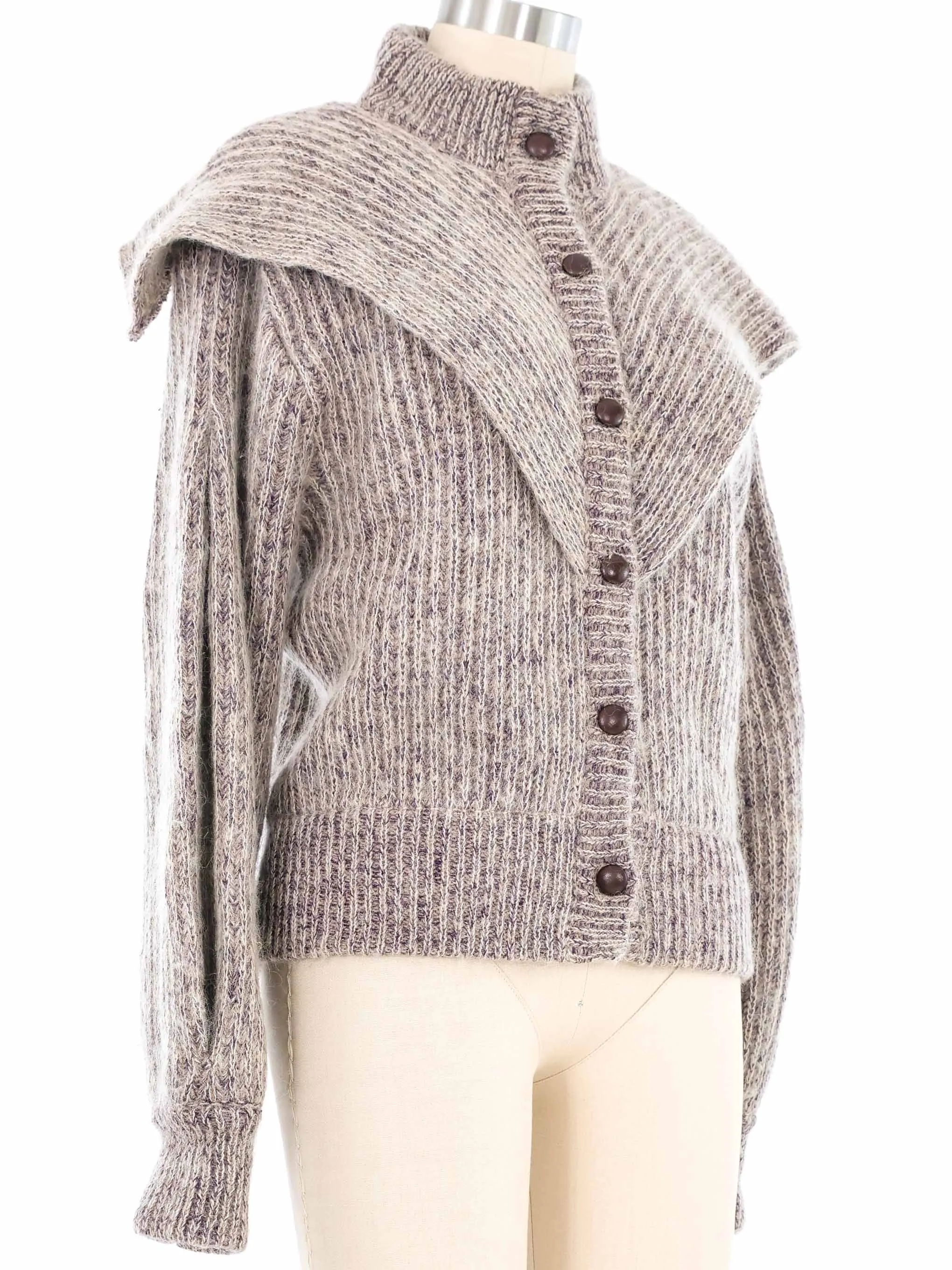 1980s Shawled Mohair Knit Cardigan