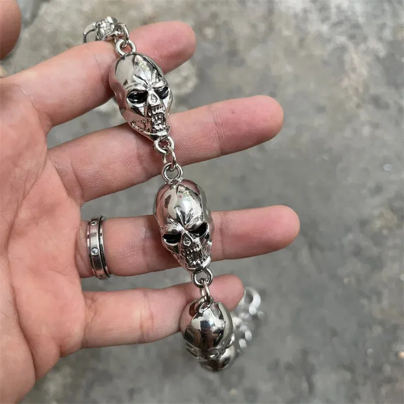 59CM Men’s Skull Head Key Chain – Vintage Goth Punk Skeleton Biker Wallet Chain for Pants & Trousers