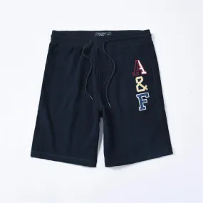 Abercrombie And Fitch Logo Embroidery Elasticated Shorts-Navy Blue