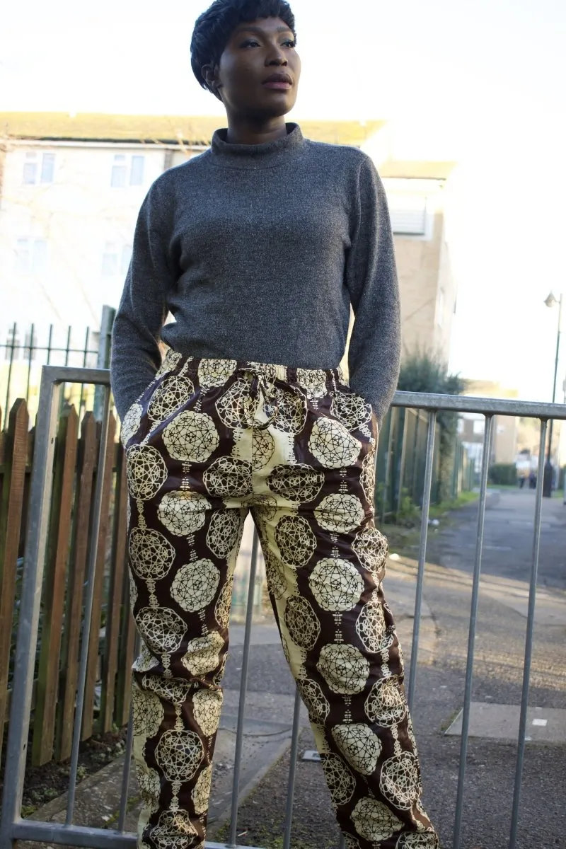 African Trousers in Gold Ankara Print - Festival Trousers