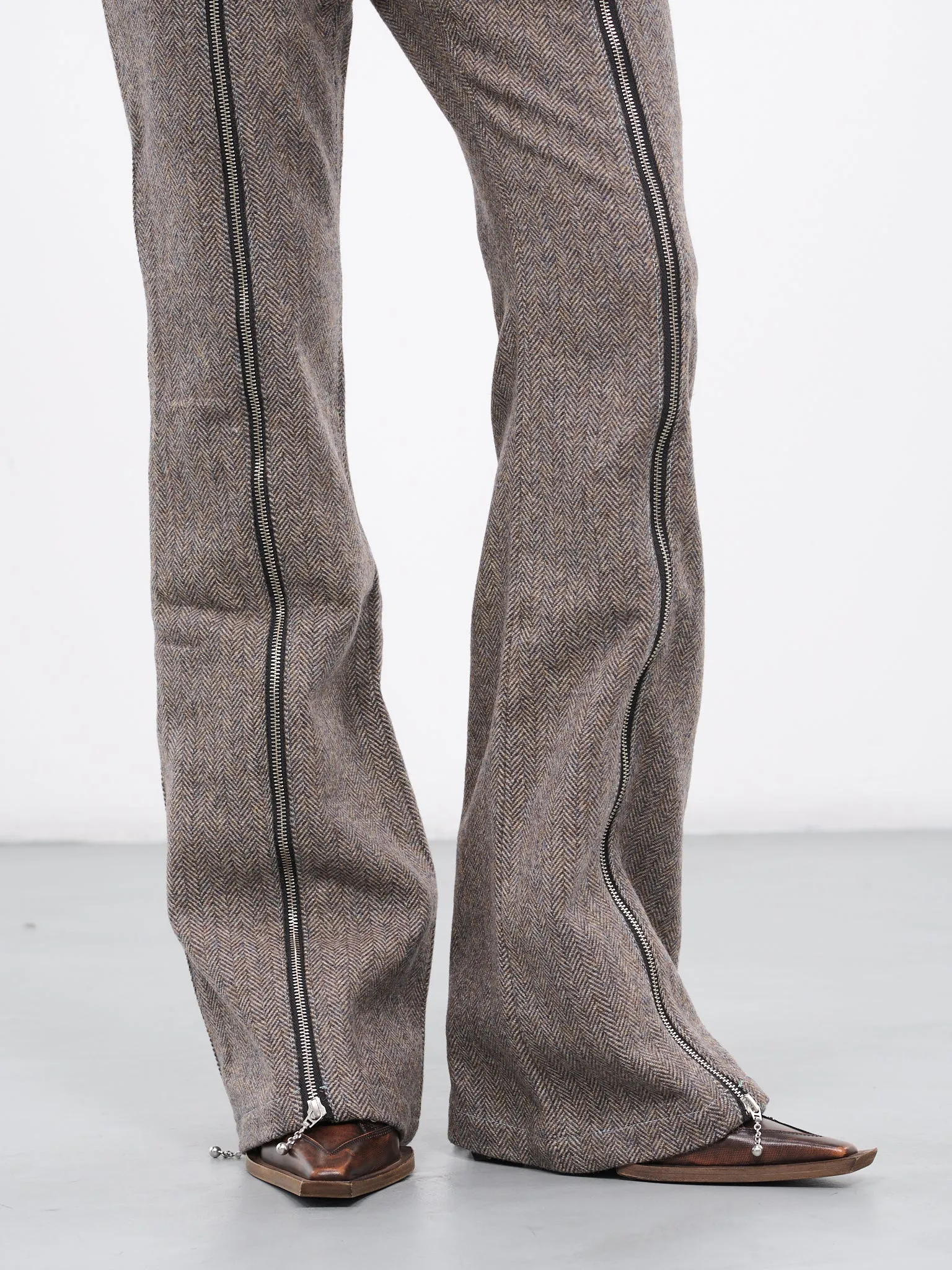 Aika Herringbone Zip-up Bell Trouser (APA657W-GREY)