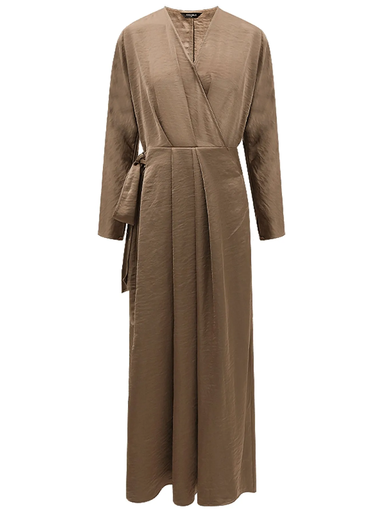 Antique Brown Satin Wrap Dress