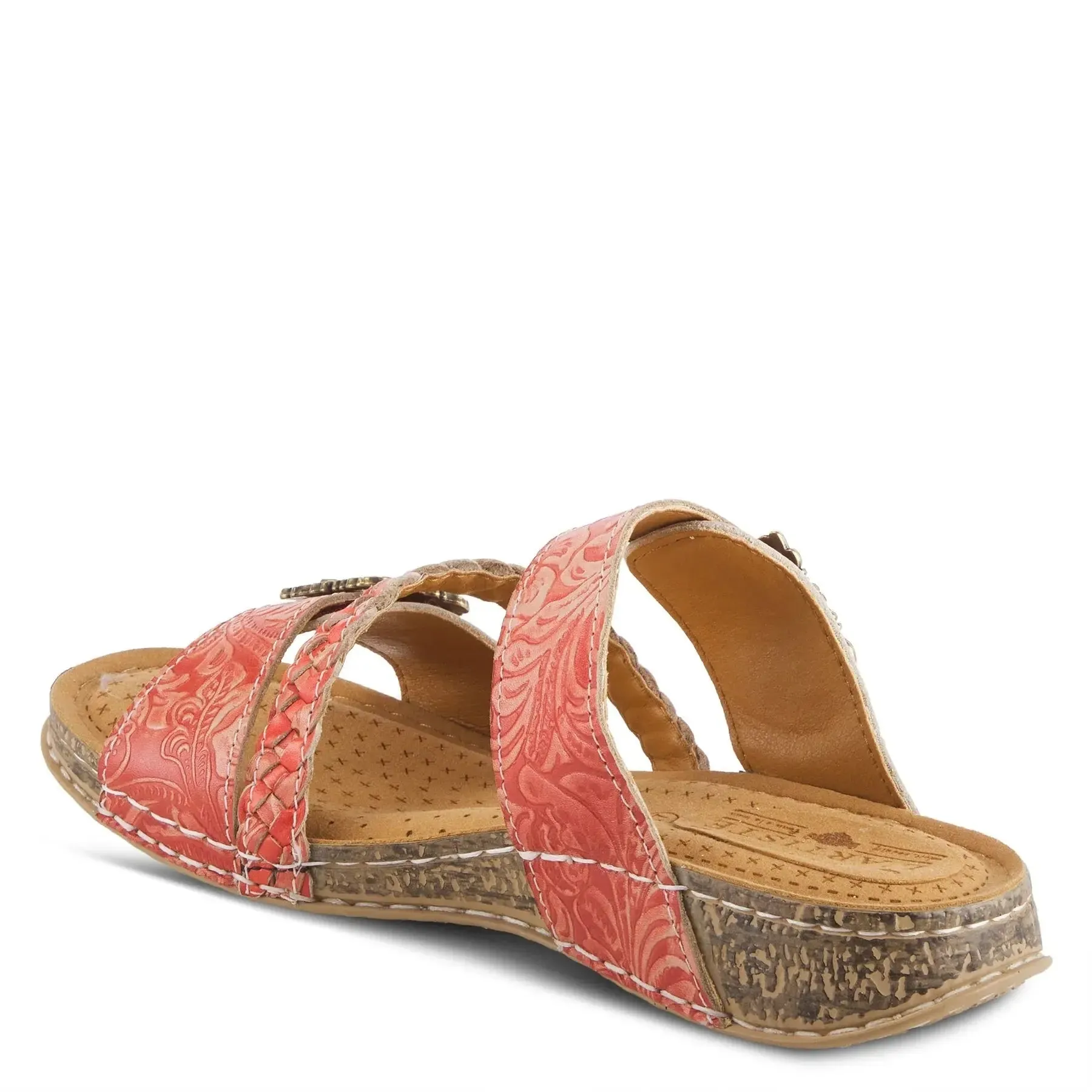 ASTRA SLIDE SANDALS L'ARTISTE - RED LEATHER