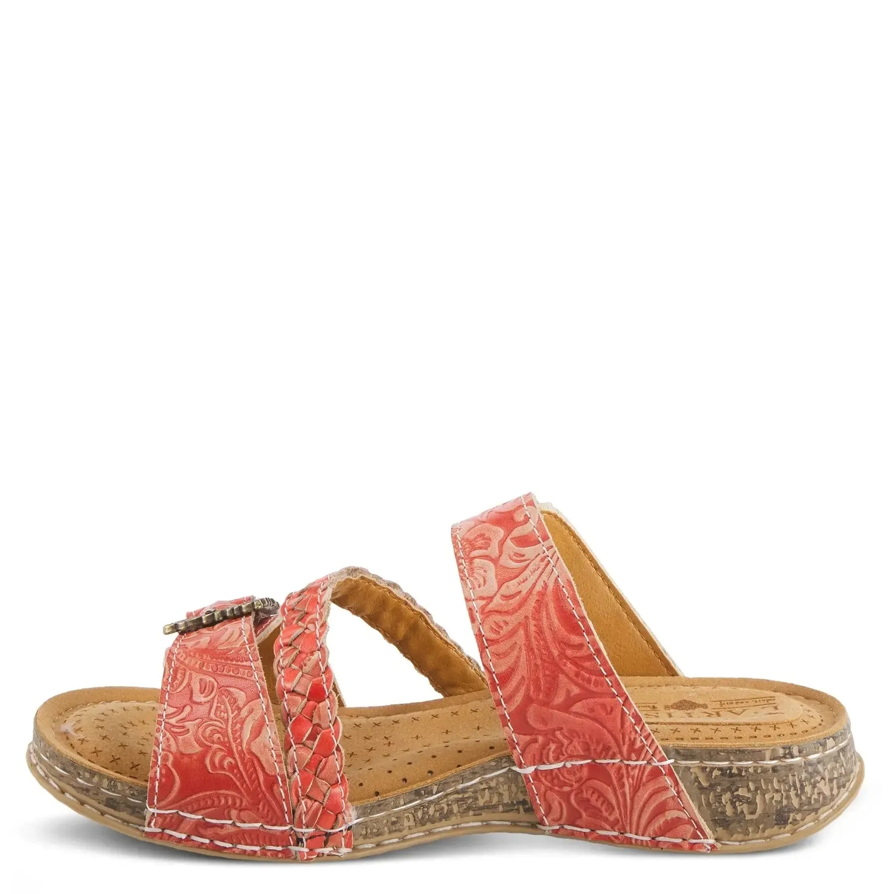 ASTRA SLIDE SANDALS L'ARTISTE - RED LEATHER