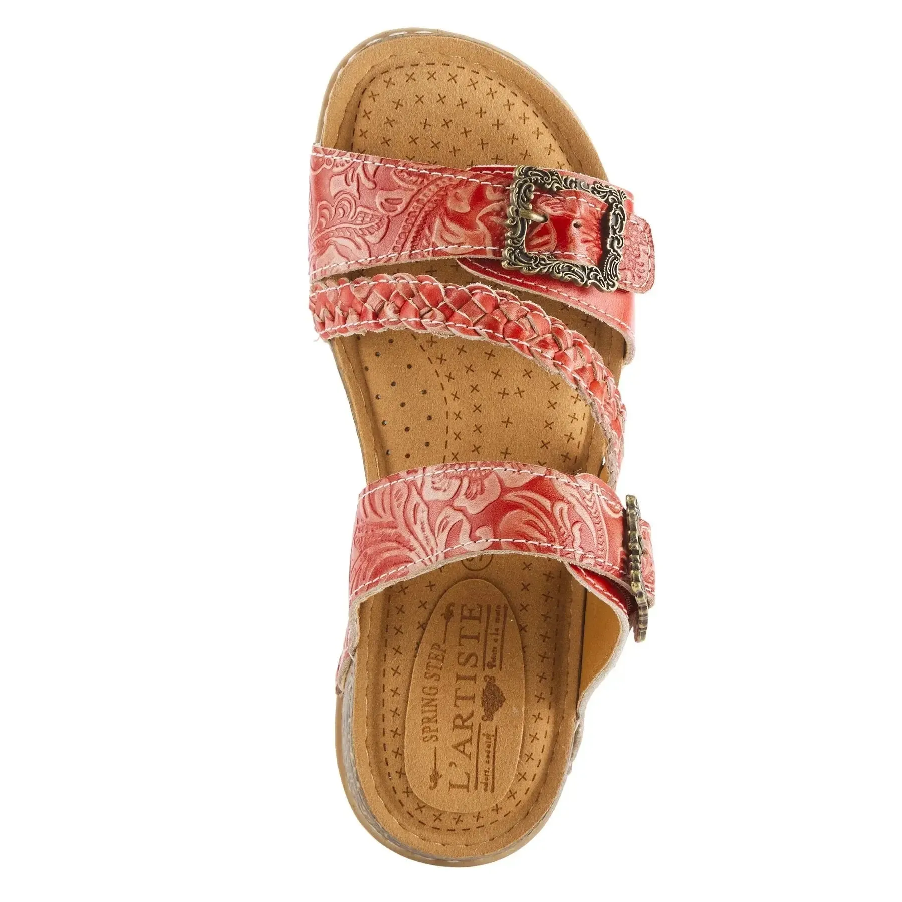 ASTRA SLIDE SANDALS L'ARTISTE - RED LEATHER