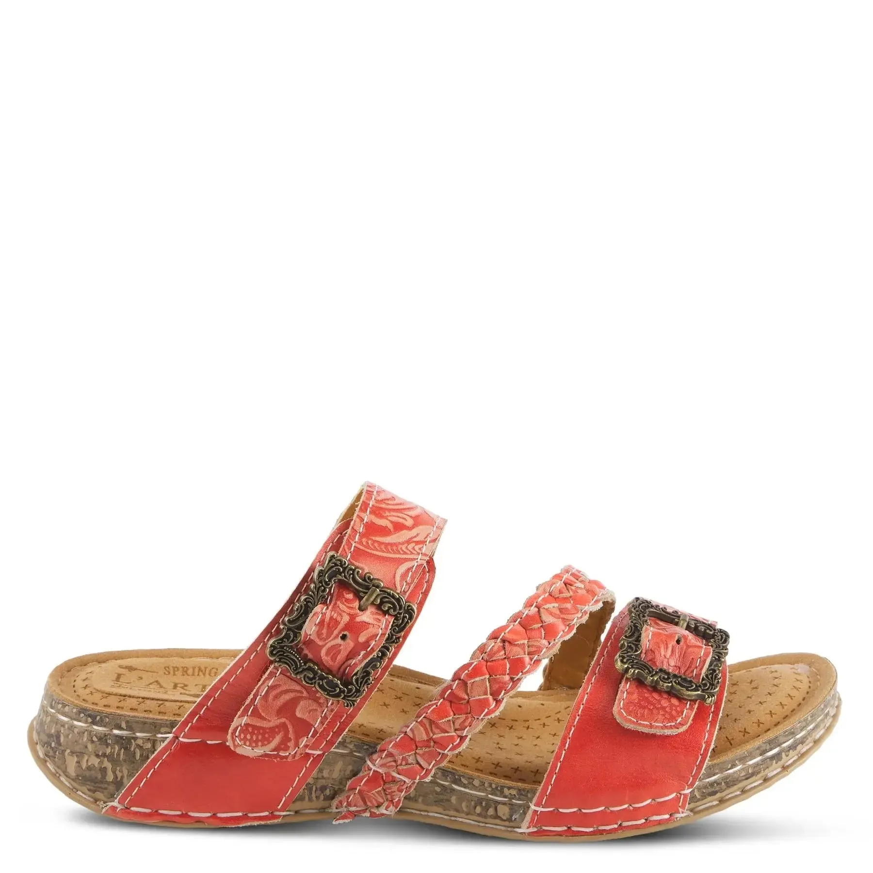 ASTRA SLIDE SANDALS L'ARTISTE - RED LEATHER