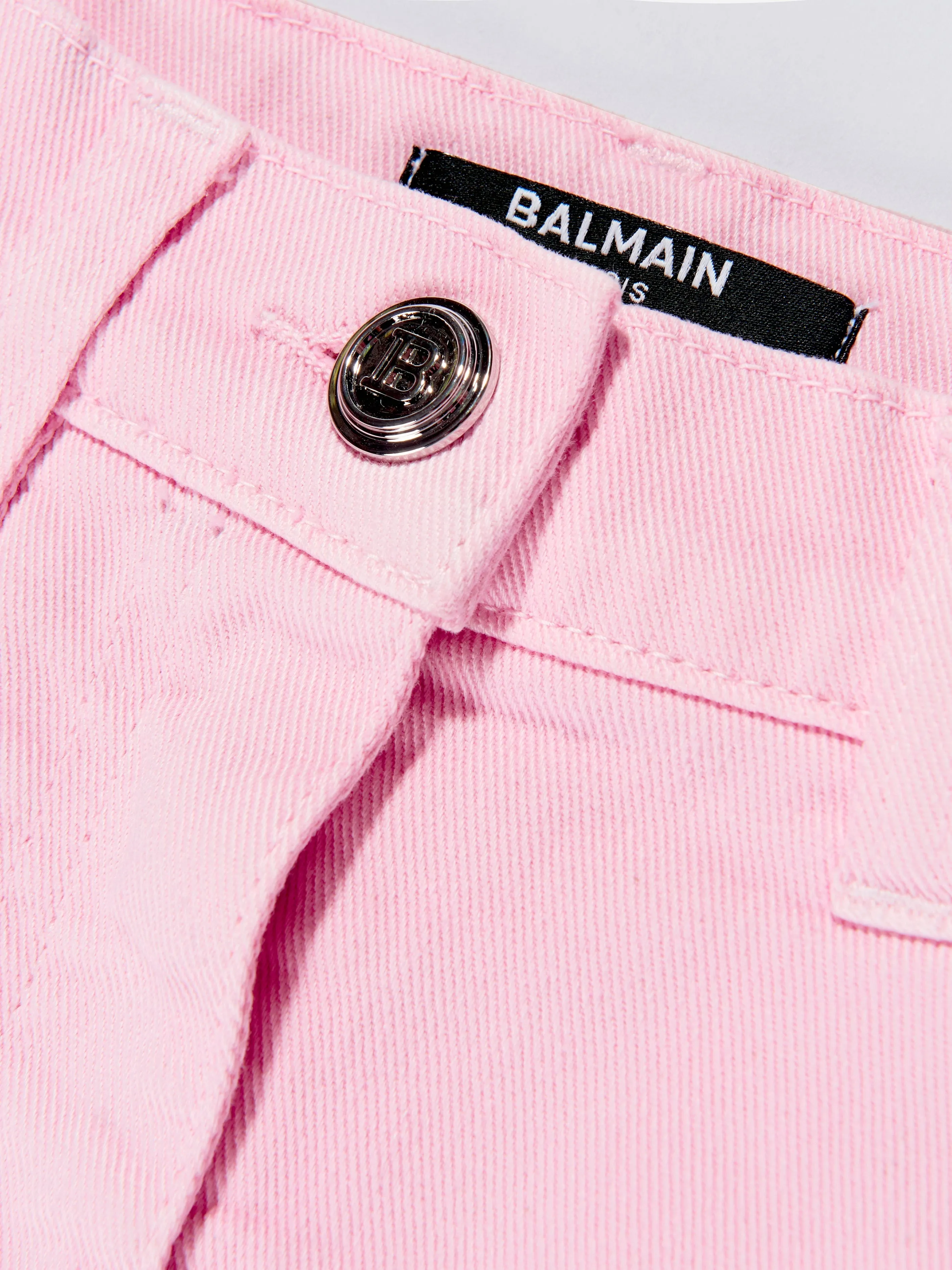 Balmain Girls Pleated Hem Skirt in Pink