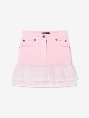 Balmain Girls Pleated Hem Skirt in Pink