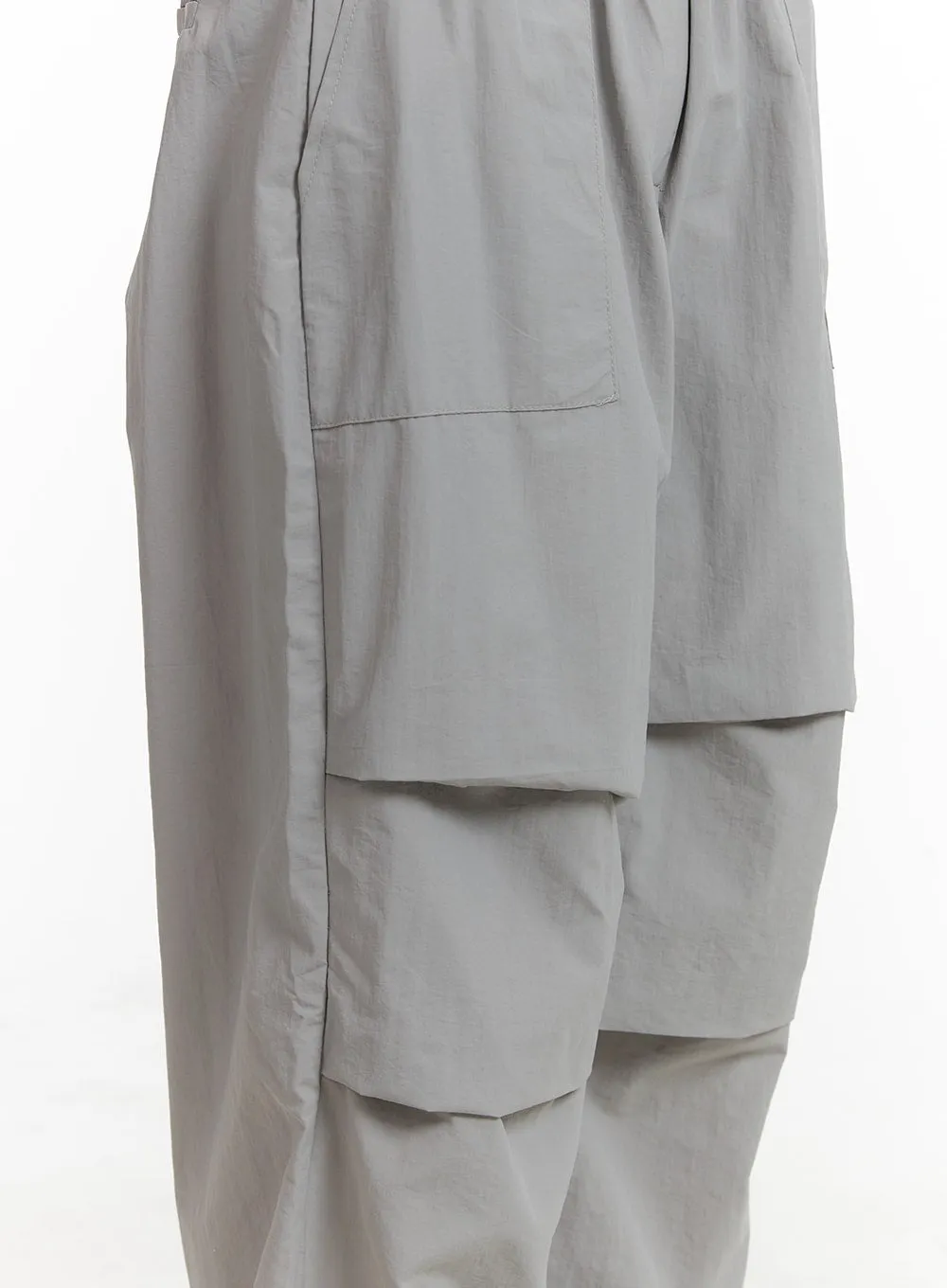 Banding Waist Nylon Wide Trousers OM426