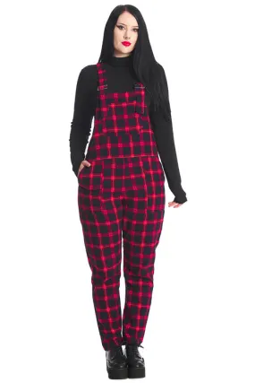 Banned Alternative Atlanta Red Tartan Dungaree Overalls Flanelette