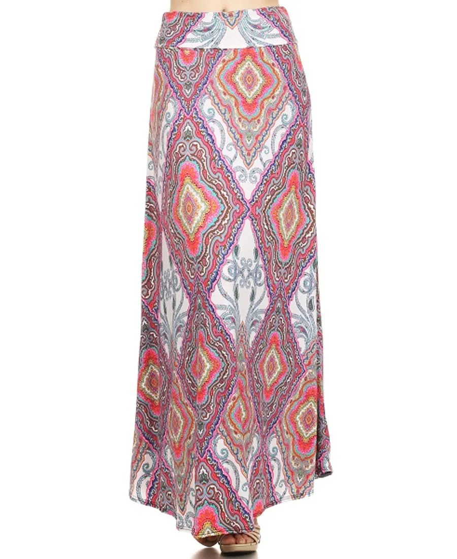 Baroque Paisley Diamond Pattern Maxi Skirt