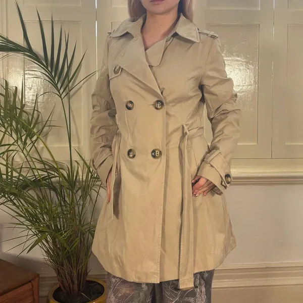 Benetton Trench Coat - Small Beige Cotton