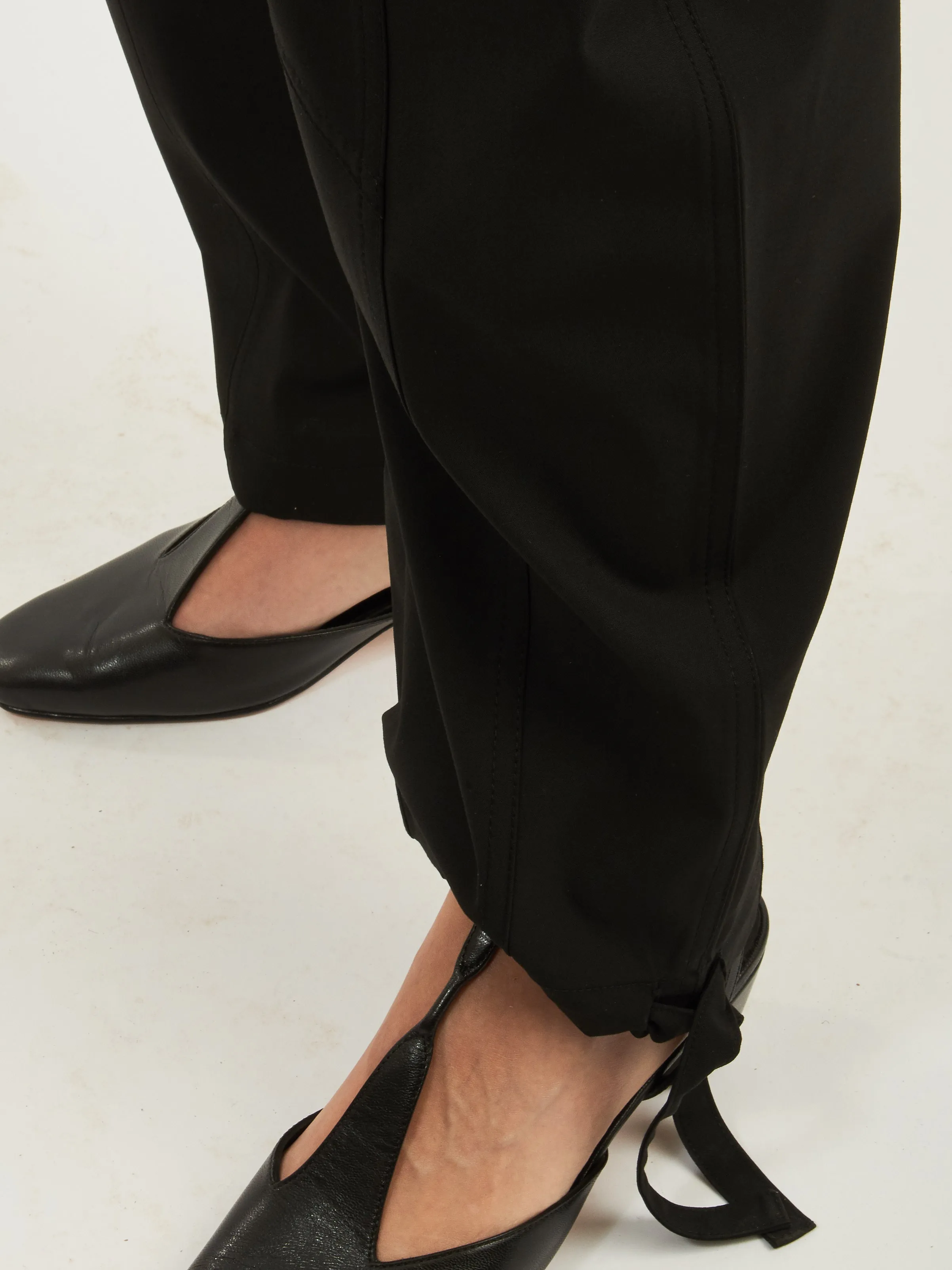 Black Drapey Melange Elasticated Waist Pants