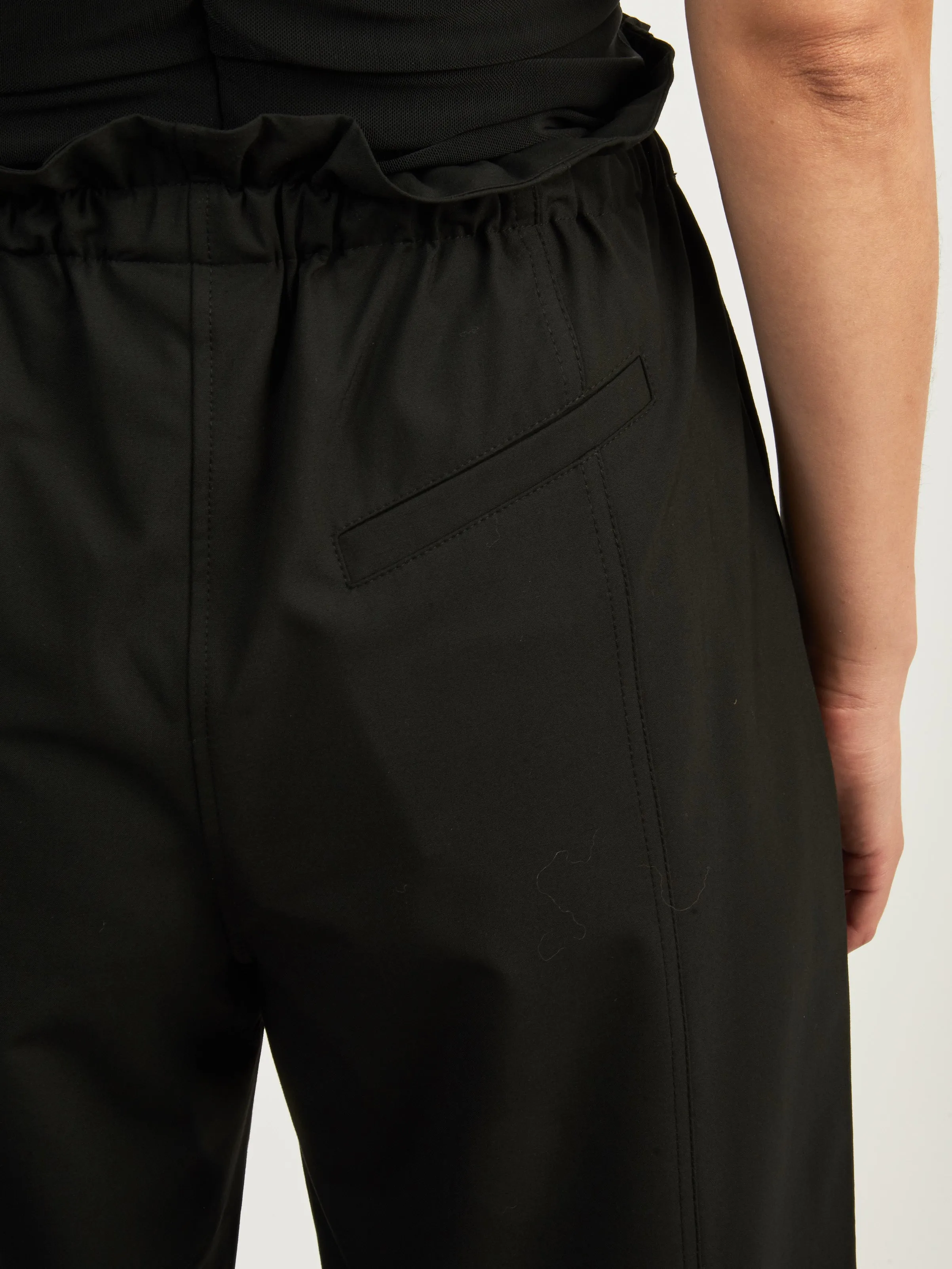 Black Drapey Melange Elasticated Waist Pants