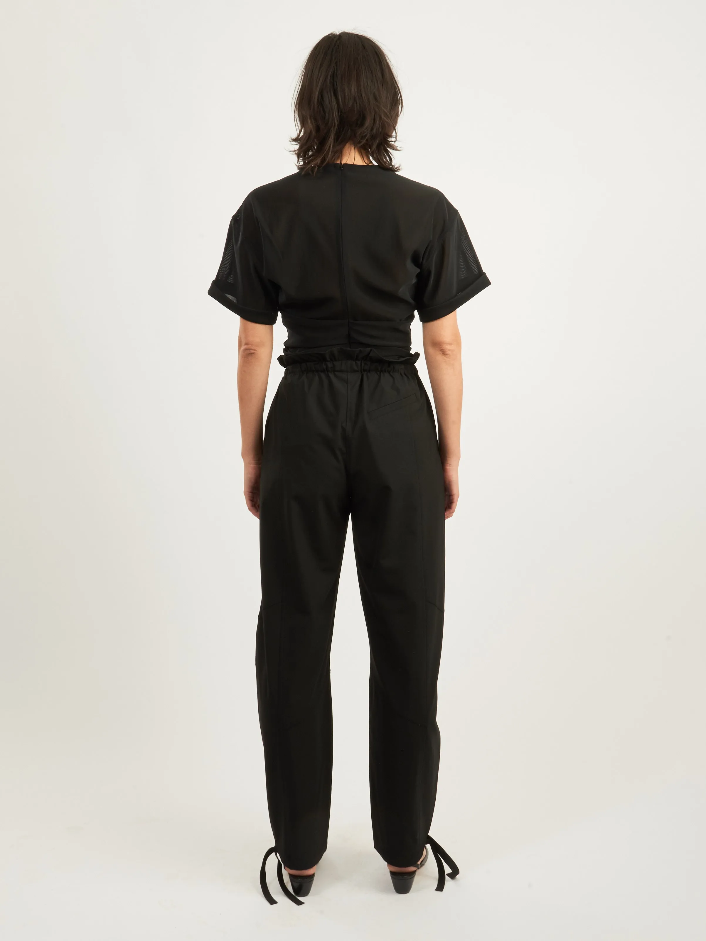 Black Drapey Melange Elasticated Waist Pants