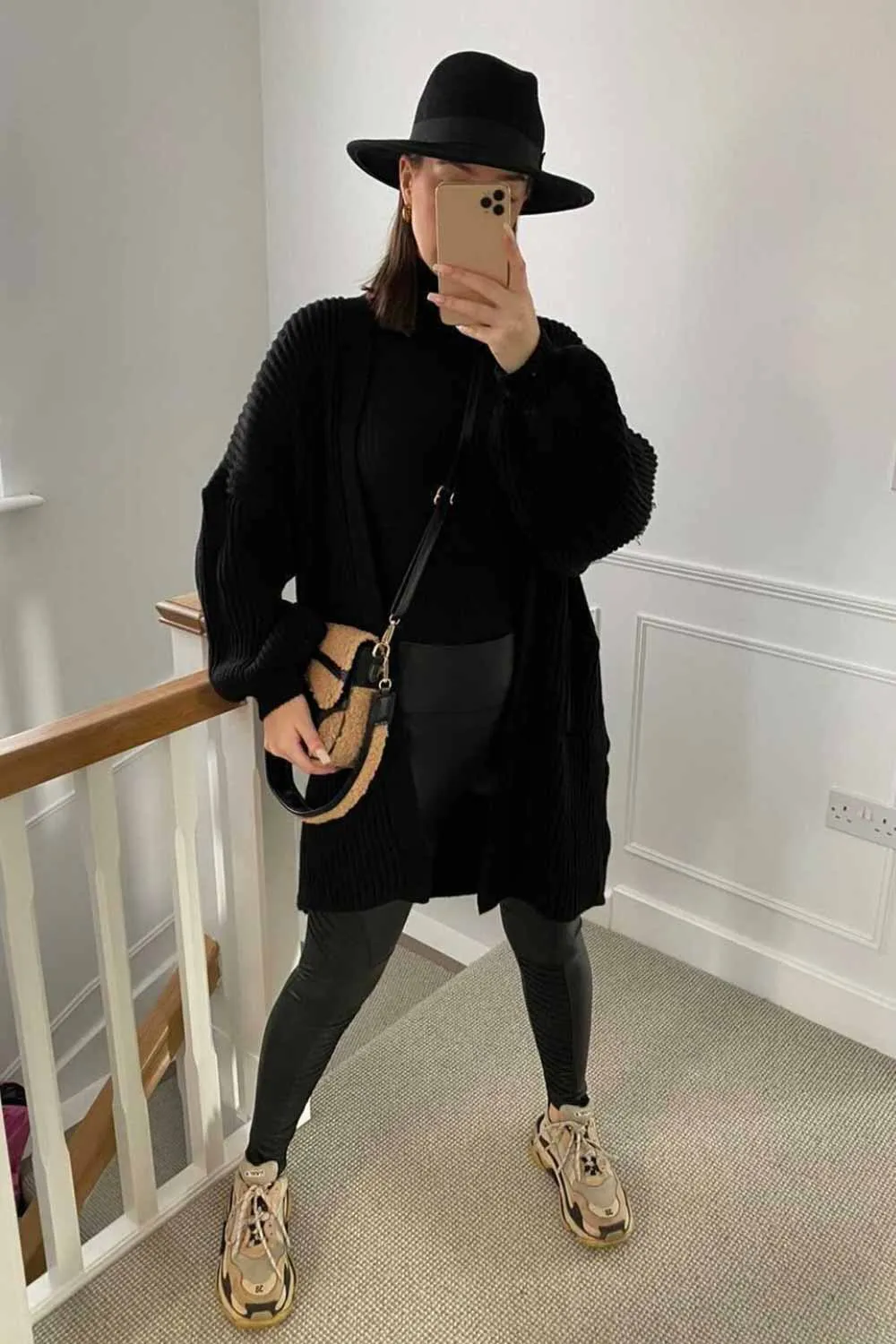 Black Oversized Cardigan With Pockets