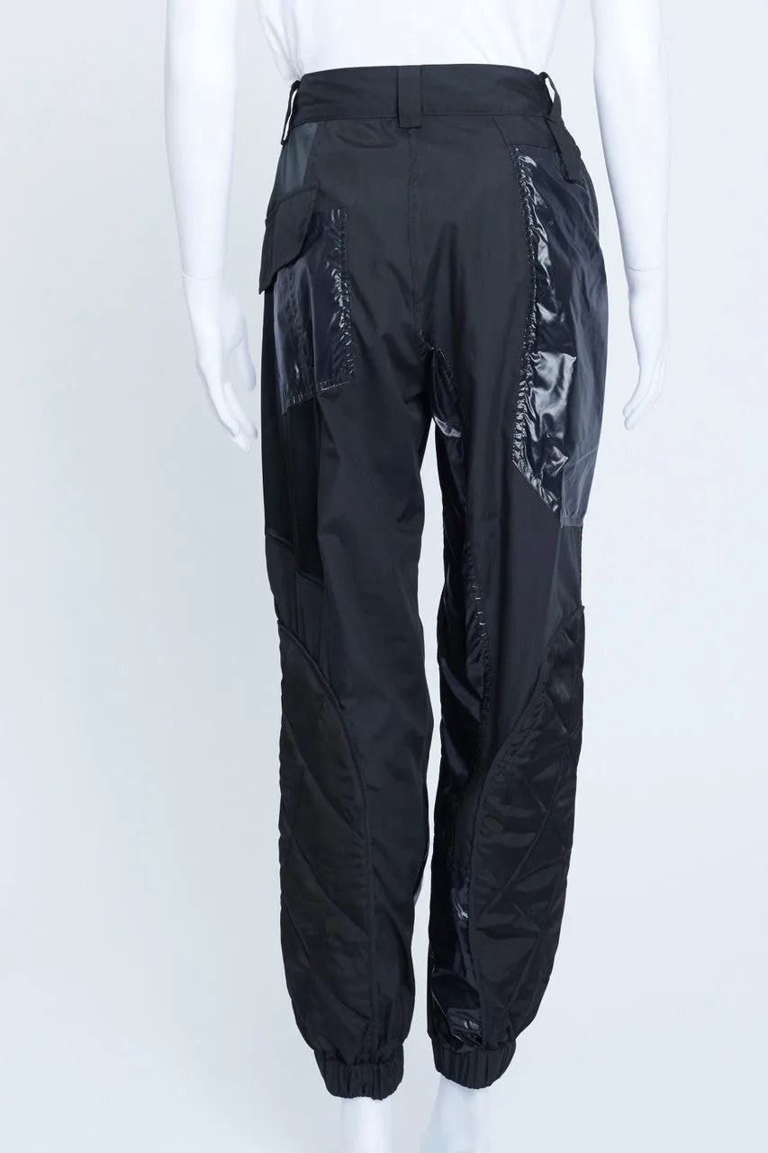 Black Shiny Patchwork Pocket Track Pants