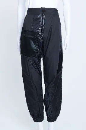 Black Shiny Patchwork Pocket Track Pants