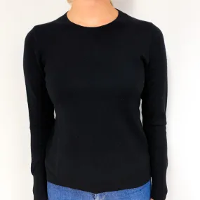 Black Split Hem Cashmere Crew Neck Jumper Small