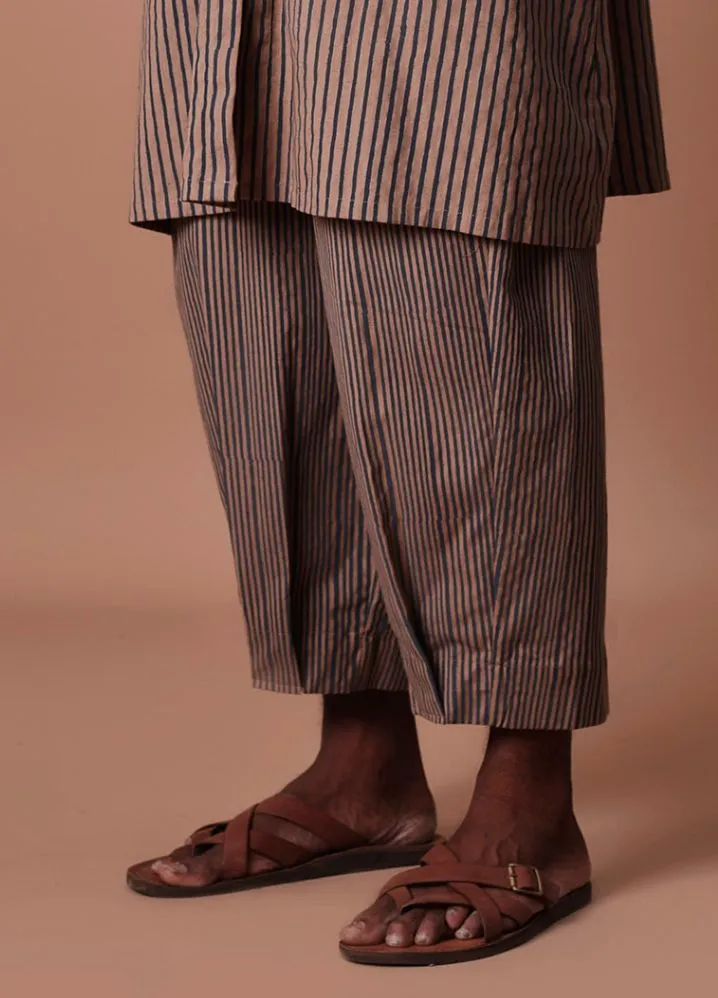 Brown Striped Men's Trousers