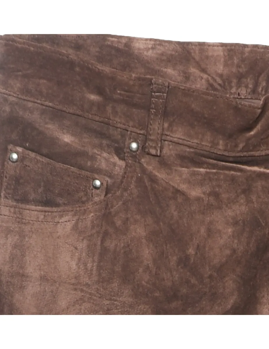 Brown Suede Trousers - W35 L32