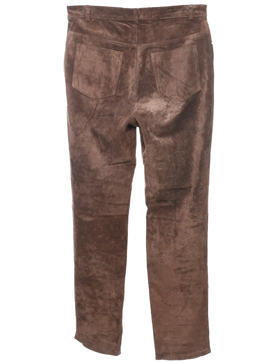 Brown Suede Trousers - W35 L32