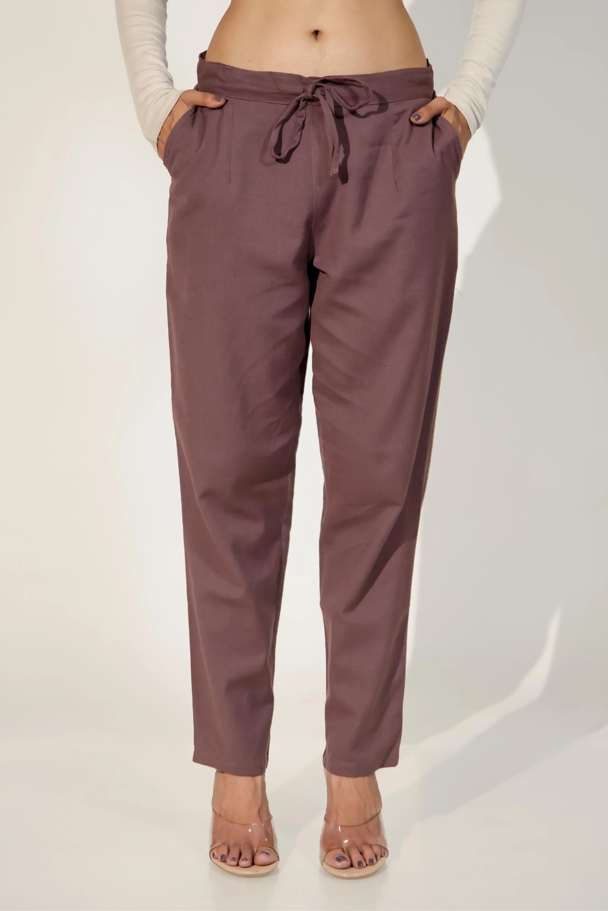 Burgundy Women's Narrow Trousers