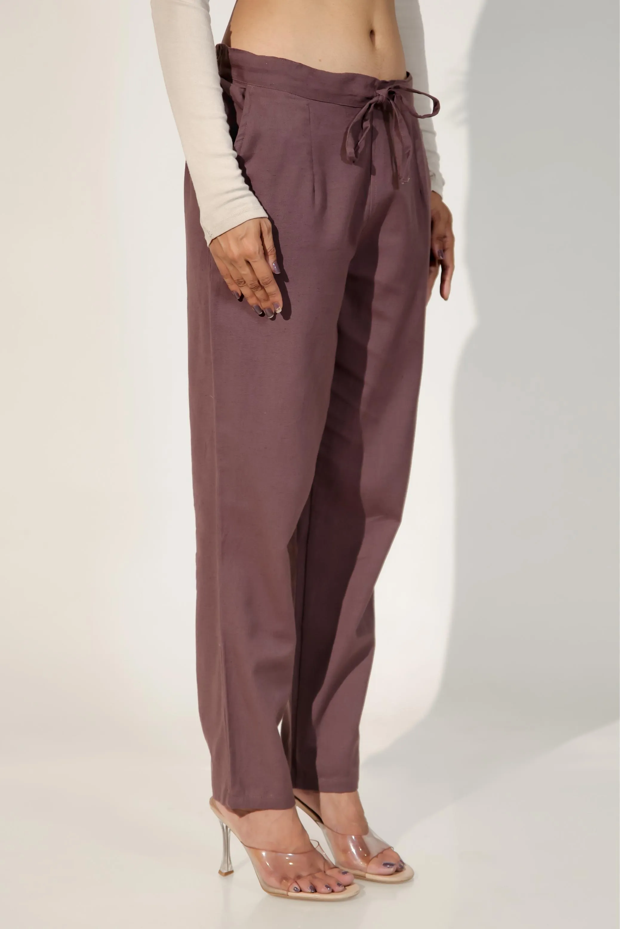 Burgundy Women's Narrow Trousers