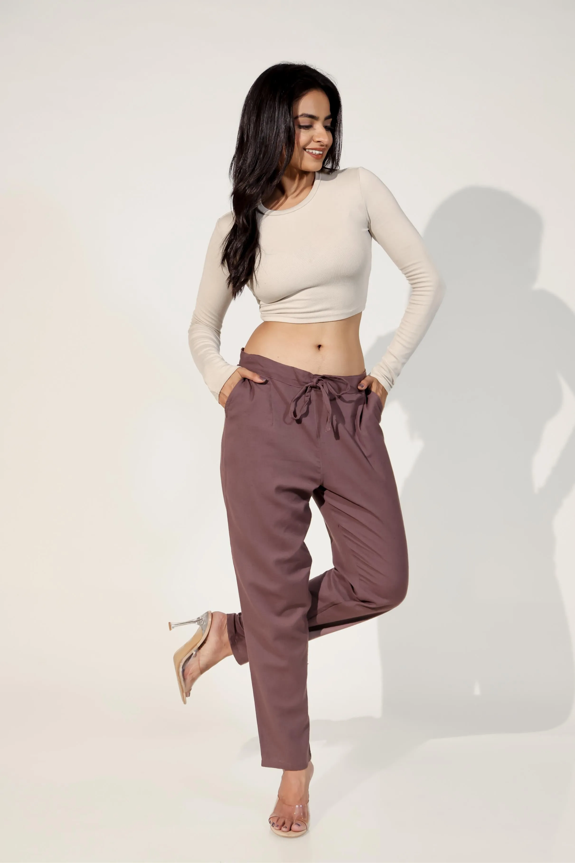 Burgundy Women's Narrow Trousers