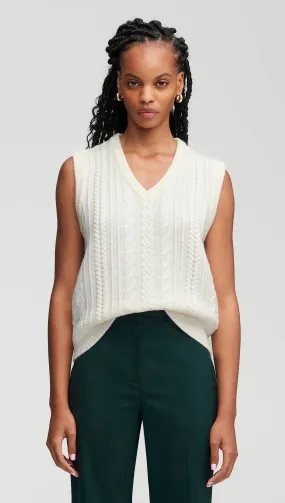 Cable Boyfriend Vest in Merino Wool | Cream