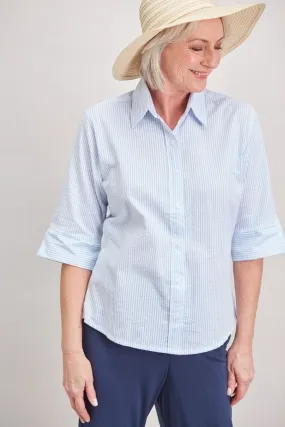 Camilla cotton seersucker half-sleeve shirt