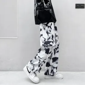 Cargo Pants Tie Dye Harajuku Streetwear Men Women Wide Leg High Waisted Trousers Punk Oversize Aesthetic Korean Fashion Pants