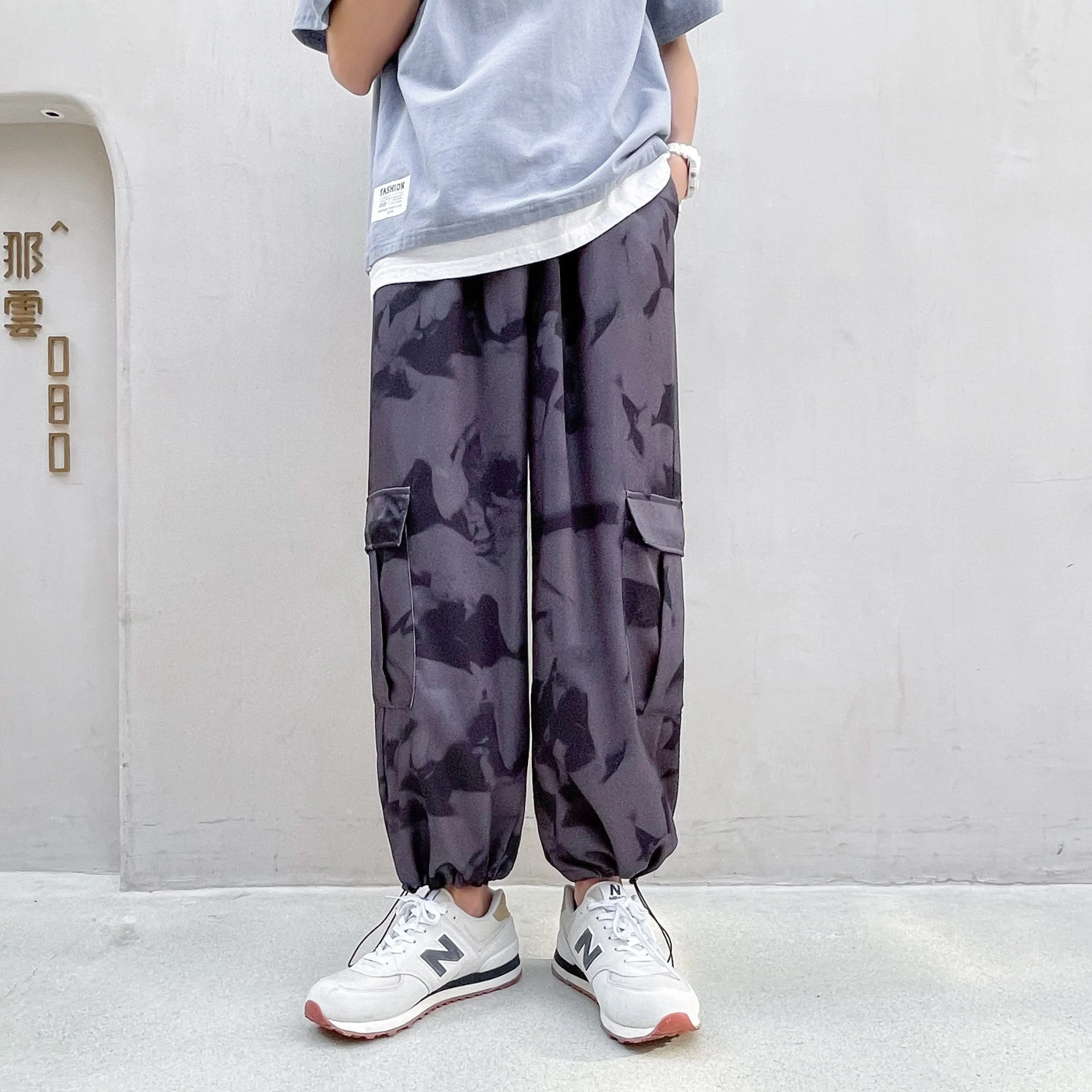 Cargo Pants Tie Dye Harajuku Streetwear Men Women Wide Leg High Waisted Trousers Punk Oversize Aesthetic Korean Fashion Pants