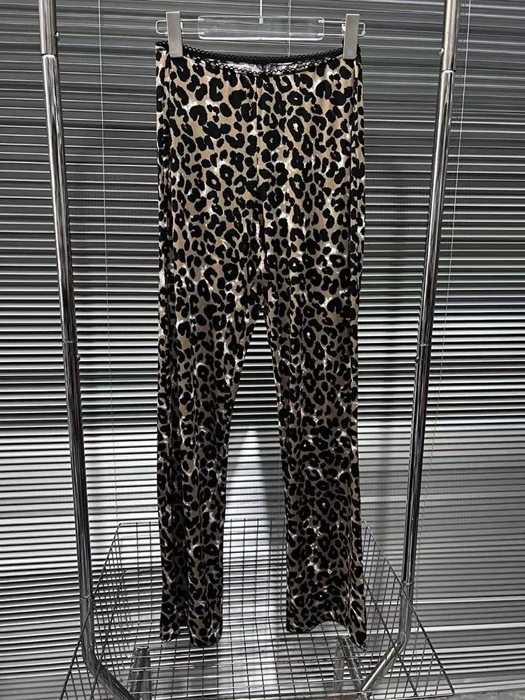 Carly Leopard Ribbed Leggings Pants