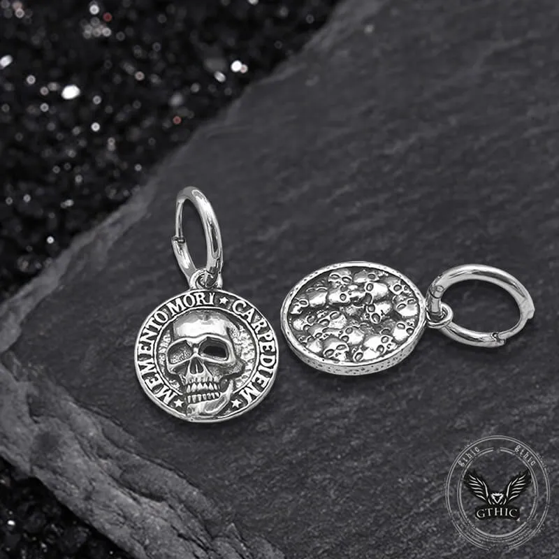 Carpe Diem Skull Stainless Steel Earrings