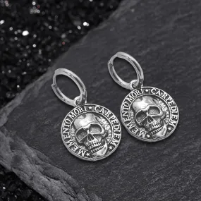 Carpe Diem Skull Stainless Steel Earrings