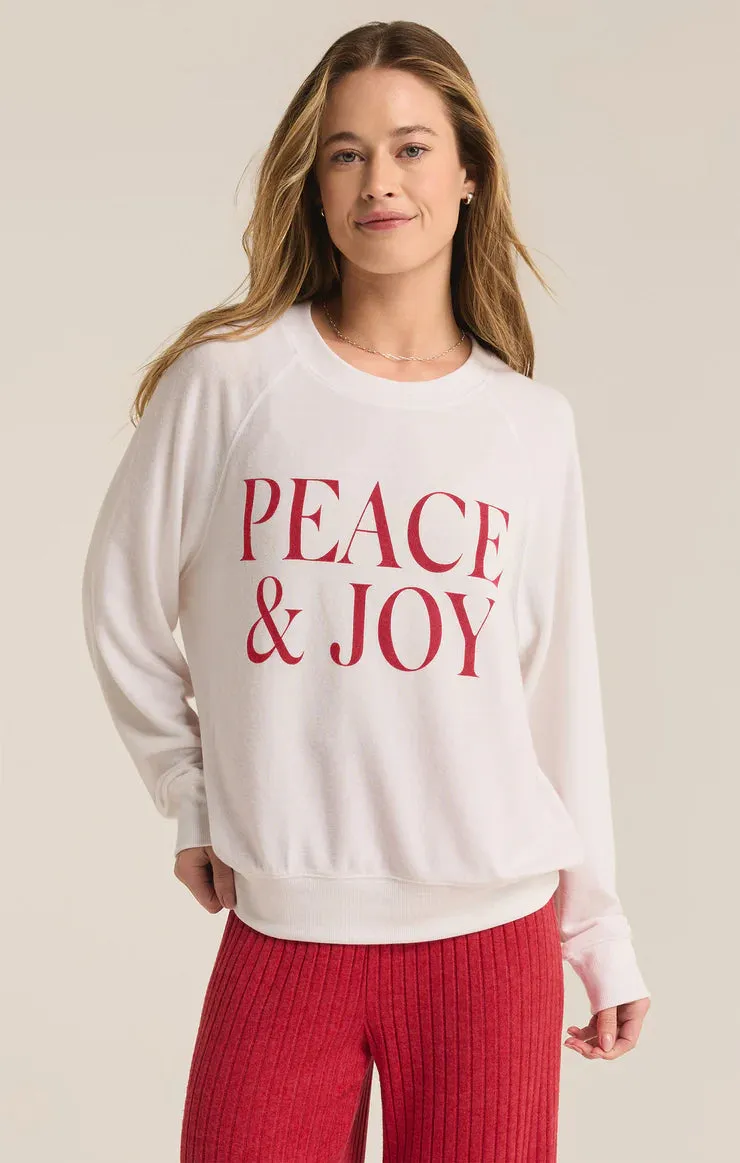 Cassie Peace and Joy Raglan - White