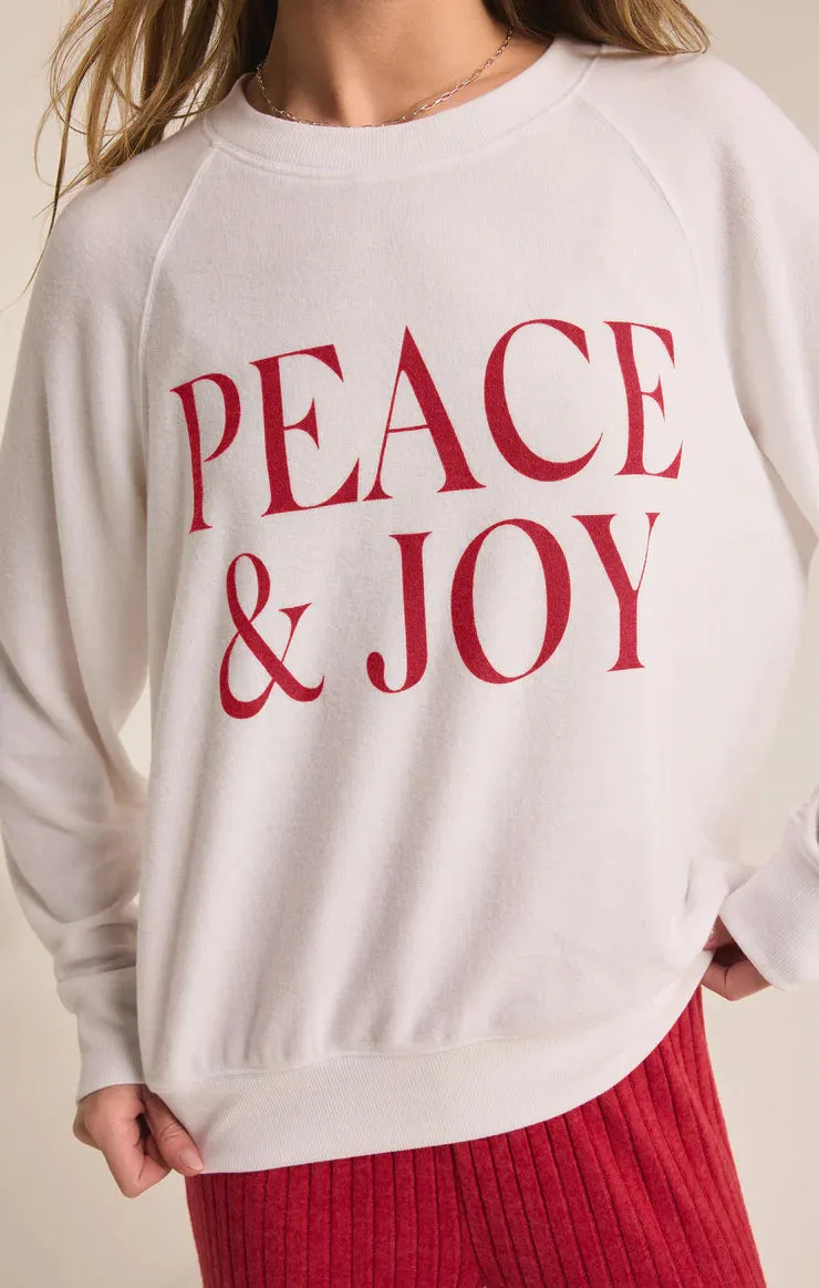 Cassie Peace and Joy Raglan - White