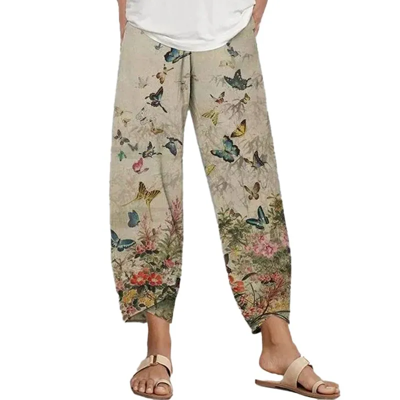 Casual pants with butterfly print