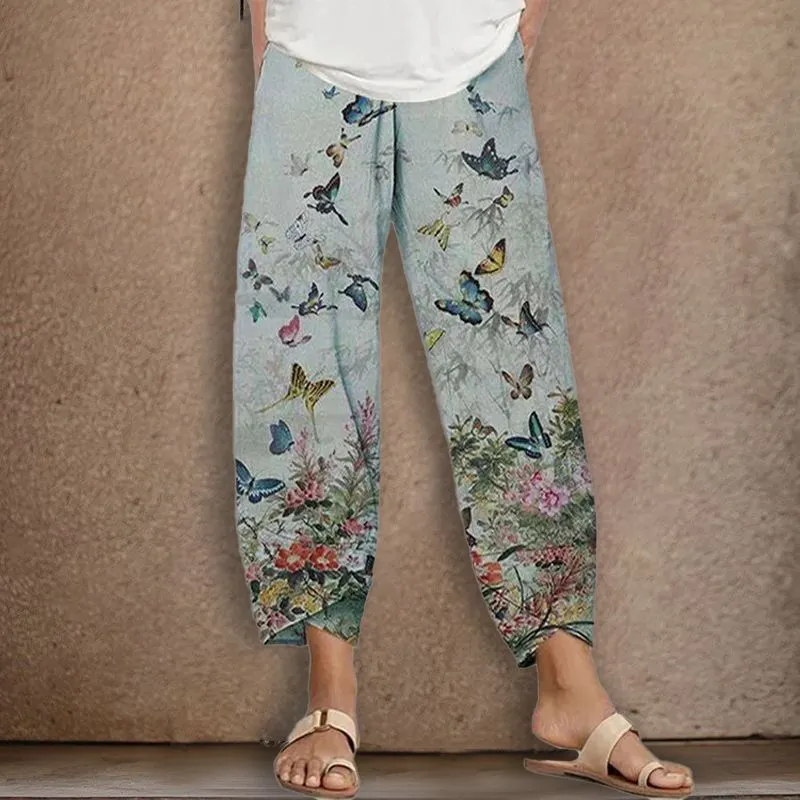 Casual pants with butterfly print