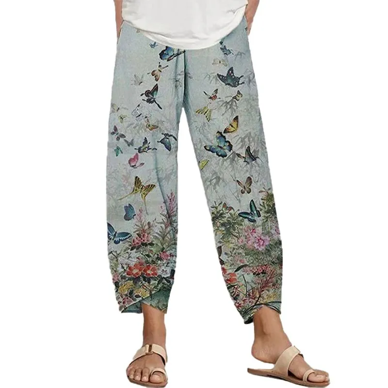 Casual pants with butterfly print