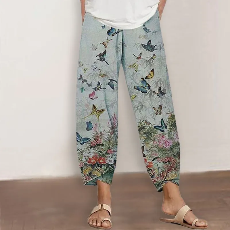 Casual pants with butterfly print