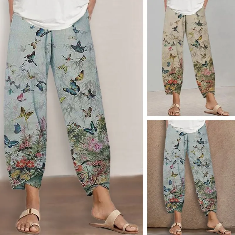 Casual pants with butterfly print