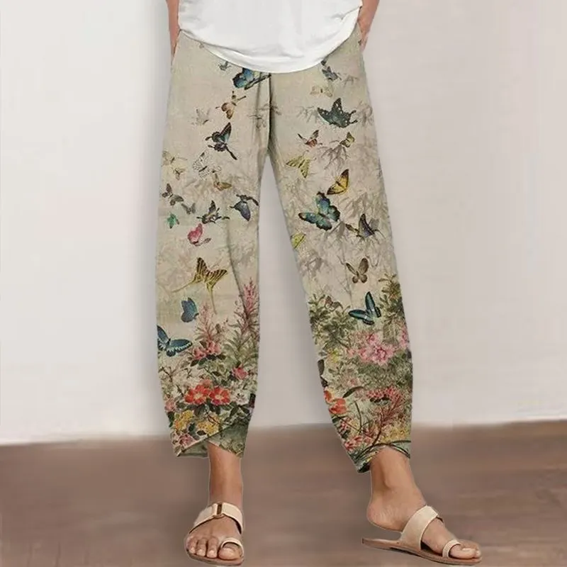 Casual pants with butterfly print