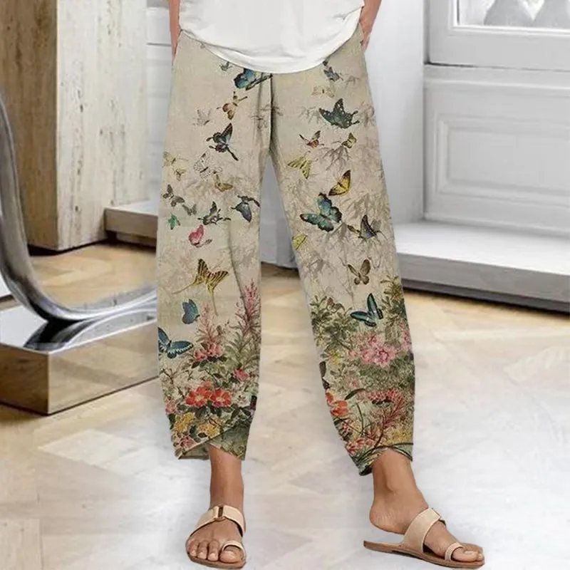 Casual pants with butterfly print