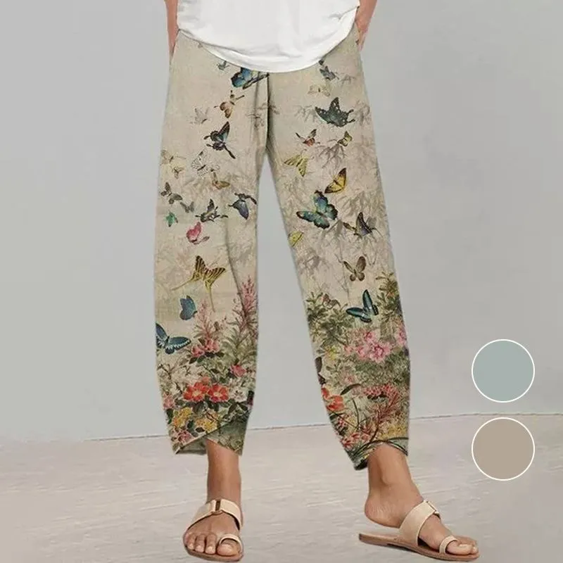 Casual pants with butterfly print